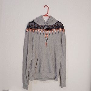 Marcelo Burlon County of Milan Gray Hoodie with Black and Orange Pattern